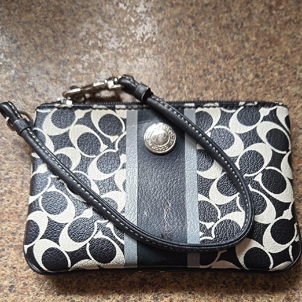 Coach Black and White Wristlet